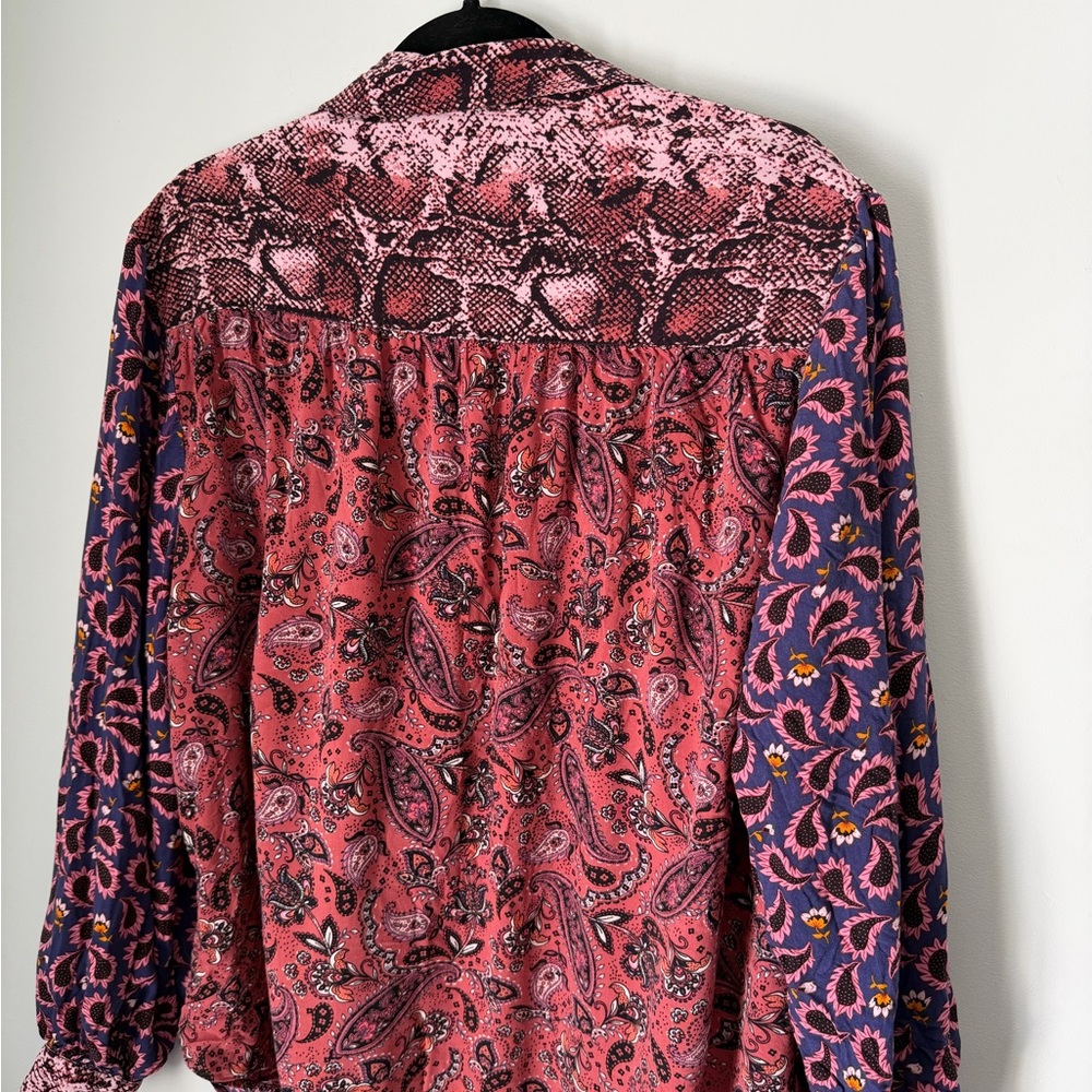 BeachLunchLounge Patchwork Boho Blouse Mixed Prin… - image 8